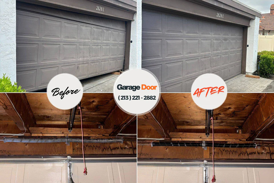 Before and after: garage door repair Dellwood, MO